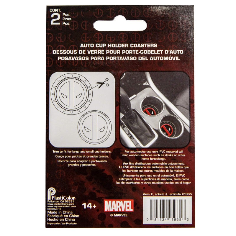 Plasticolor 001965R01 Marvel Comics Deadpool Auto Car Truck SUV Cup Holder Coaster 2-Pack - Image 3